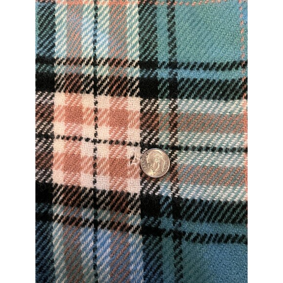 H&M Divided Scarf Womens One Size Blue Plaid Oversized Fringe 71x28 Acrylic - Picture 5 of 5